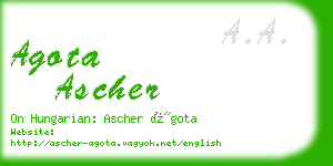 agota ascher business card